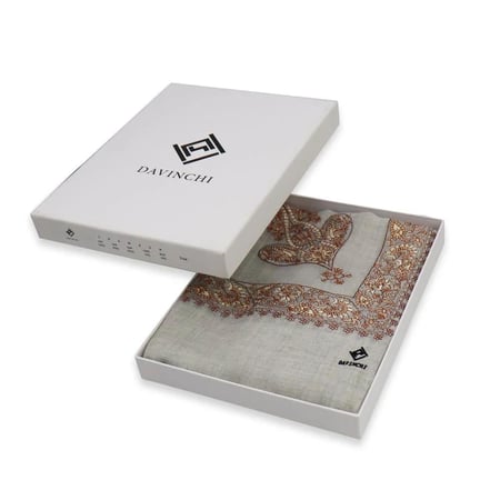 شال كشميري بيج تطريز بني و عودي ماركة دافنشي