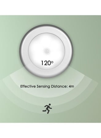 مجموعة مكونة من 6 مصابيح LED مغناطيسية فائقة السطوع ومُزوّدة بجهاز استشعار للحركة فضي