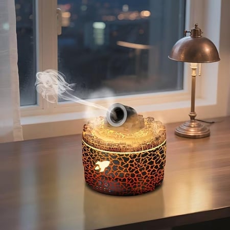 فواحة زيوت عطرية بتصميم برج بركان ابداعي مع اضاءة LED ملونة