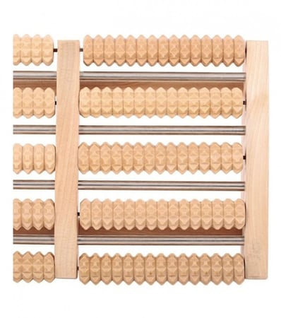 جهاز تدليك خشبي للقدمين على شكل أسطوانات مدببة متحركة