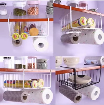 سلة تخزين يمكن تعليقها تحت رف