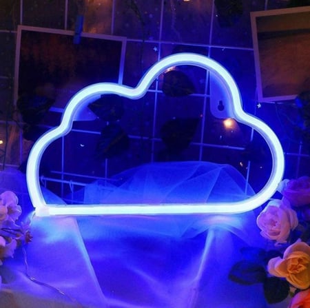 مصباح إضاءة نيون على شكل سحابة أزرق