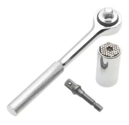 طقم مفاتيح ربط صندوقية عامة مكون من 3 قطع فضي