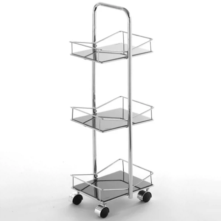 عربة حمام زجاجية سوداء مربعة بثلاث طبقات