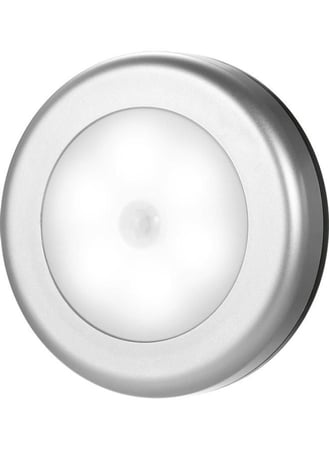 مجموعة مكونة من 6 مصابيح LED مغناطيسية فائقة السطوع ومُزوّدة بجهاز استشعار للحركة فضي