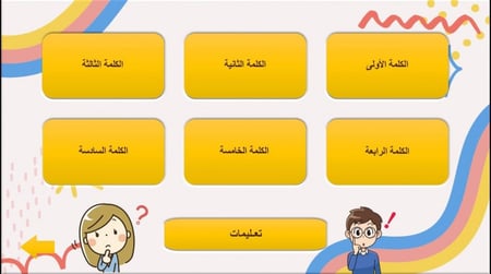 عرض بوربوينت للعبة الذاكرة(بطاقات الكلمات تشمل جميع الحروف العربية)