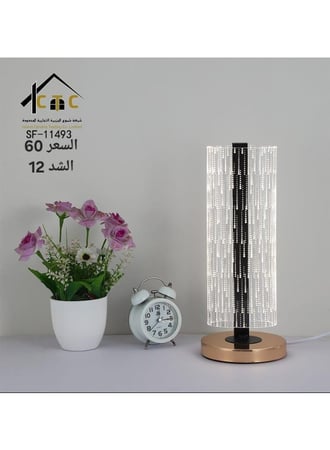 مصباح طاولة ليد أكريليك بقاعدة ذهبية أنيقة – ثلاث درجات إضاءة (أبيض، أصفر، شمسي) بقدرة 15 واط، تصميم عصري لإضاءة فنية وديكور راقٍ