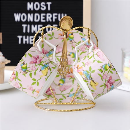 كوب شاي أوروبي Paradise وردي