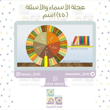 لعبة العجلة الدوارة   للأسماء + الأسئلة (45) اسم