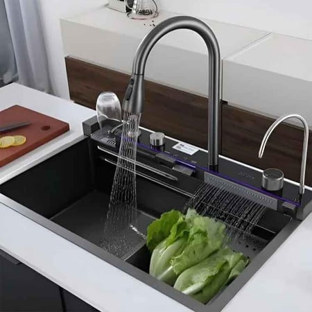 مجلى حوض مطبخ ستانلس ستيل شلال بيانو مودرن