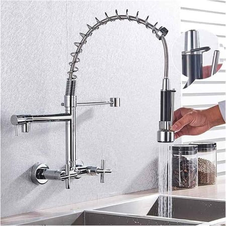 خلاط مطبخ جداري سحب مودرن كروم خطين