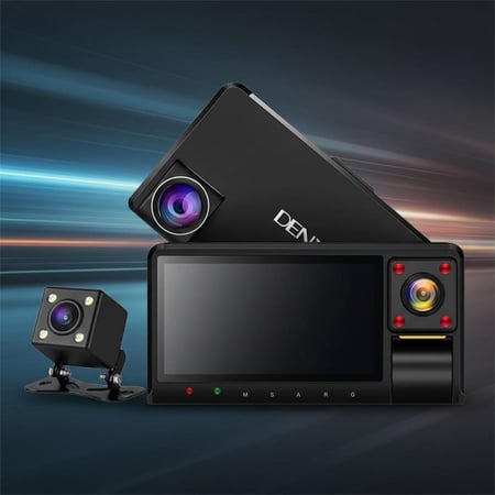 كاميرا سيارة DENX DX3617 ثلاثية 3 كاميرات شاشة HD تسجيل Full HD 3