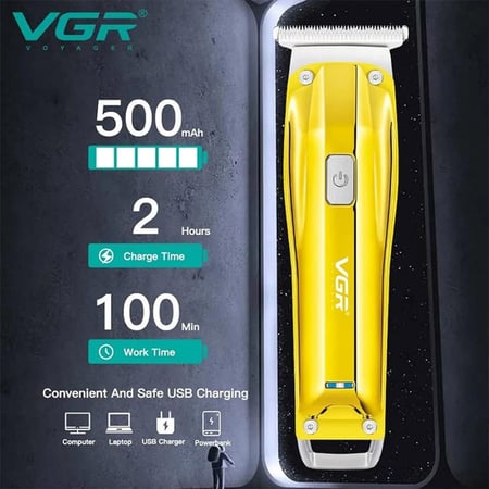 ماكينة حلاقة VGR V-955 احترافية لاسلكية 100 دقيقة بشفرات فولاذ 8