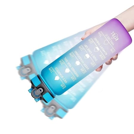 زجاجة ماء بسعة 1 لتر مع مؤشرات تحفيزية.