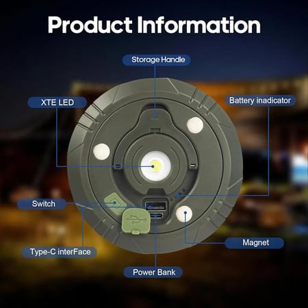 سلسلة إضاءة تخييم LED بطول 20 متر بشحن شمسي وType-C مع ريموت  11