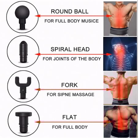 جهاز مساج كهربائي محمول لتدليك العضلات مع 4 رؤوس وبطارية تدوم طويلا 10