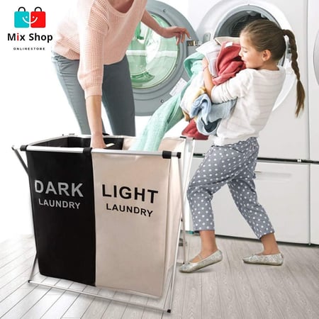 سلة غسيل مقسمه قابلة للطي من قماش أكسفورد 3