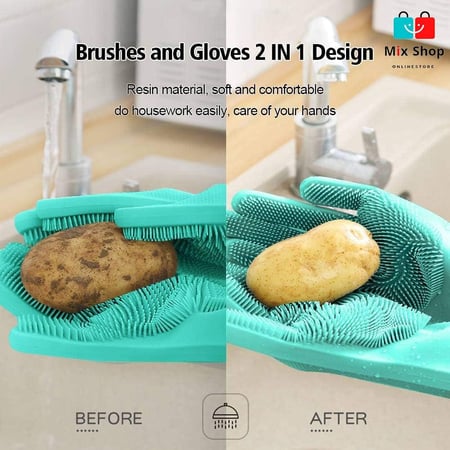 قفازات سيليكون للتنظيف غير قابلة للانزلاق، متعددة الاستخدامات لحماية اليدين أثناء غسل الصحون