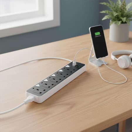 توصيلة كهربائية TradaMax بـ5 مخارج USB كابل 5م 6