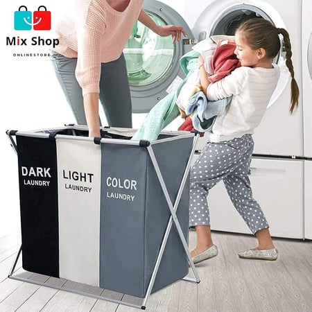 سلة غسيل مقسمه 3 أقسام ومتعددة الألوان