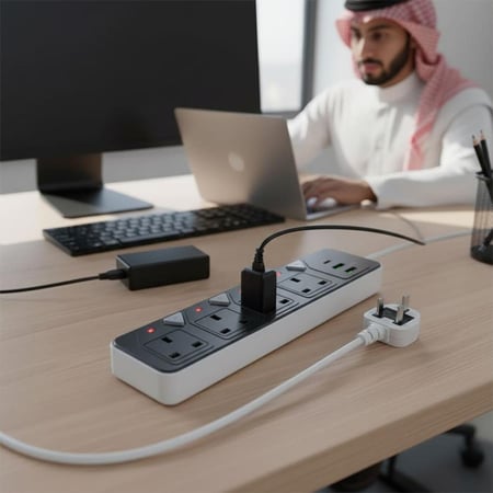 توصيلة كهربائية TradaMax 8935 بـ5 مخارج USB كابل 3م 6