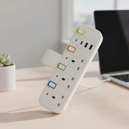 محول TradaMax متعدد 4 مخارج مع USB وType-C بقدرة 2000 واط  3