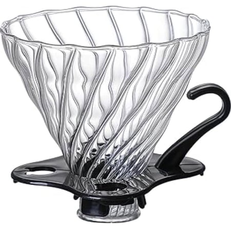 قمع ترشيح قهوة زجاجي V60 منقط قهوة احترافي لتحضير 1-2 كوب بدقة