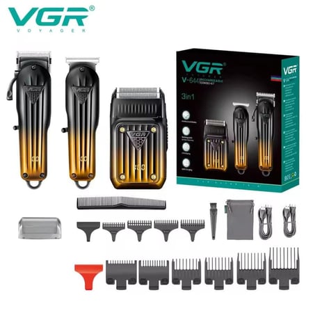 طقم حلاقة VGR V-644 احترافي 3 في 1 قابل للشحن USB مع شاشة LED  2