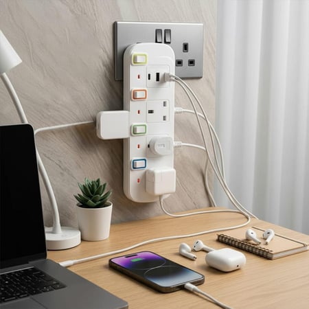 محول TradaMax متعدد 4 مخارج مع USB وType-C بقدرة 2000 واط  6