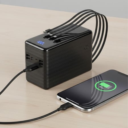 باور بنك DENX DX420 سعة 120000mAh شحن سريع 66W مع كشاف وحماية ذكية 6