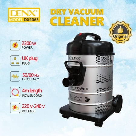 مكنسة كهربائية DENX DX2063 بقوة 2200 واط وسعة 23 لتر للتنظيف الجاف 1