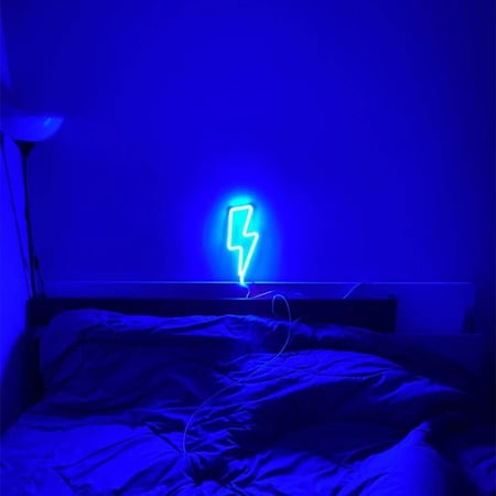 أضواء نيون LED بشكل برق ، تعمل ببطارية/USB للديكور