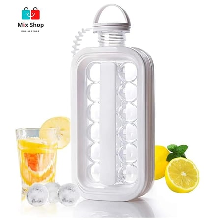 قالب مكعبات الثلج 2 في 1 يوفر نحو 17 كرة ثلج ويعمل كزجاجة مياه