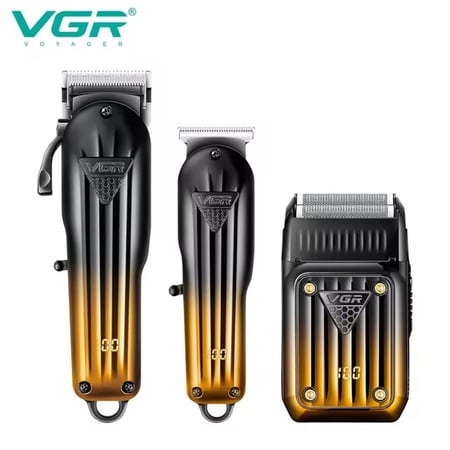 طقم حلاقة VGR V-644 احترافي 3 في 1 قابل للشحن USB مع شاشة LED