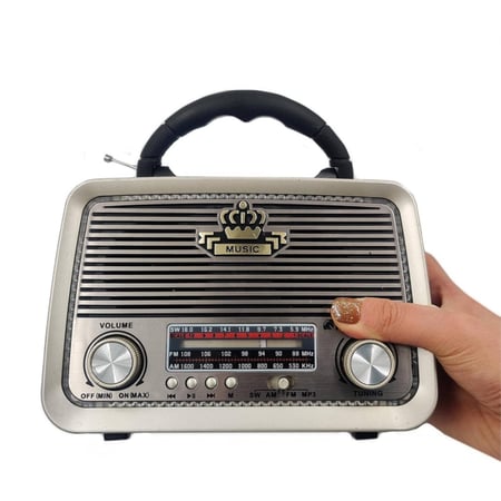 راديو  FM/AM/SW  مع مشغل موسيقى USB/TF وكشاف إضاءة (PR129  - من Primo Plus)