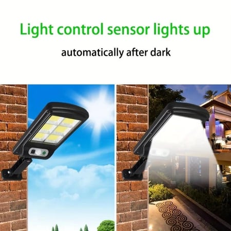 مصباح الطاقة الشمسية COB BK-818-6 مع مستشعر حركة، مقاوم للأمطار لإضاءة الحدائق والممرات والمناطق الخارجية
