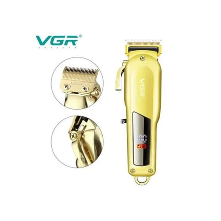 ماكينة حلاقة الشعر VGR V-278 مع بطارية قابلة لإعادة الشحن، شاشة LED وشفرات فولاذية مقاومة للصدأ لون (دهبي)