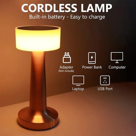 مصباح طاولة ماسي LED بتصميم فاخر يعمل باللمس ويشحن عبر USB 5