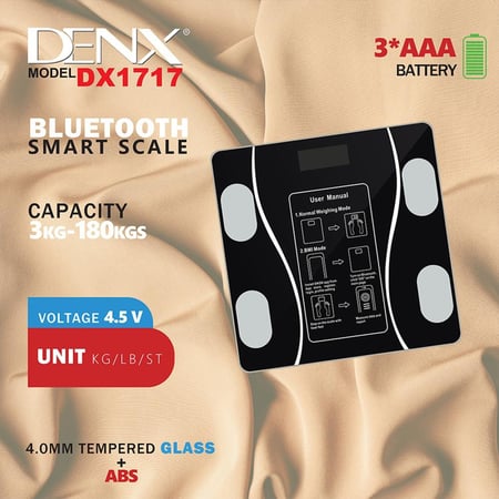 ميزان ذكي DENX DX1717 بتقنية البلوتوث لتحليل الجسم والدهون بدقة 5