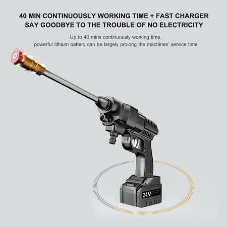 جهاز تنظيف السيارة المحمول بتقنية الليثيوم، بقوة 24 فولت وضغط عالي بقوة 30 بار مع تشغيل كهربائي بقوة 200 وات