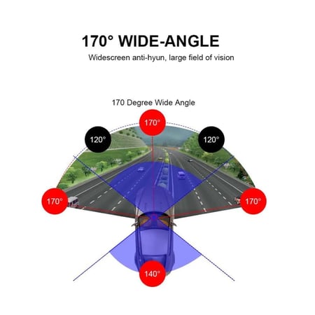 كاميرا مراقبة الطرق للسيارة بدقة HD 1080p مع مستشعر G ورؤية واسعة 170 درجة لتسجيل الفيديو اثناء القيادة