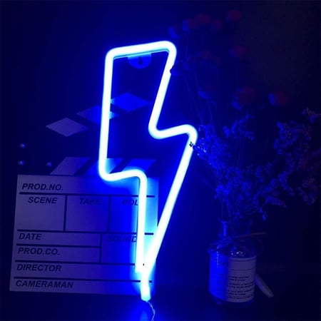 أضواء نيون LED بشكل برق ، تعمل ببطارية/USB للديكور