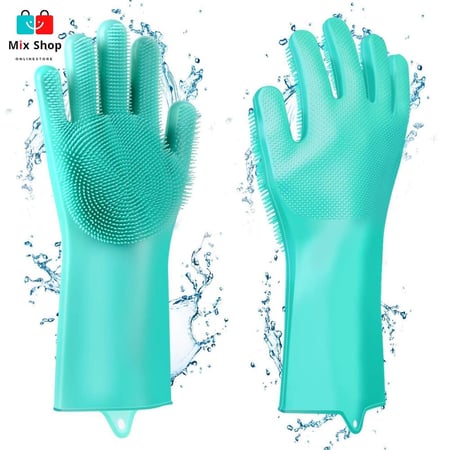 قفازات سيليكون للتنظيف غير قابلة للانزلاق، متعددة الاستخدامات لحماية اليدين أثناء غسل الصحون