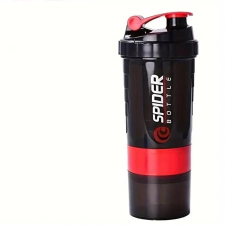 زجاجة ماء رياضية بثلاث طبقات مع  كوب خلط البروتين بسعة 500 مل