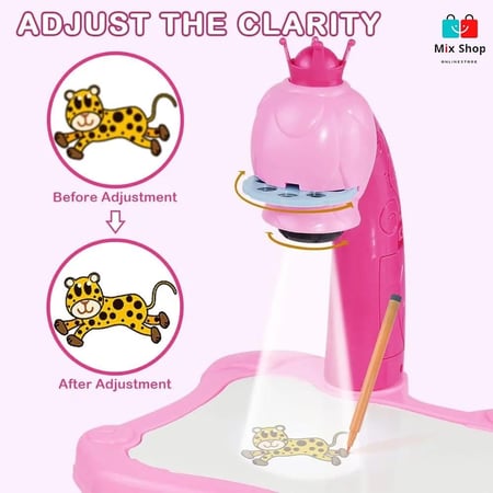 طاولة رسم للأطفال مع مصباح LED (بينك)