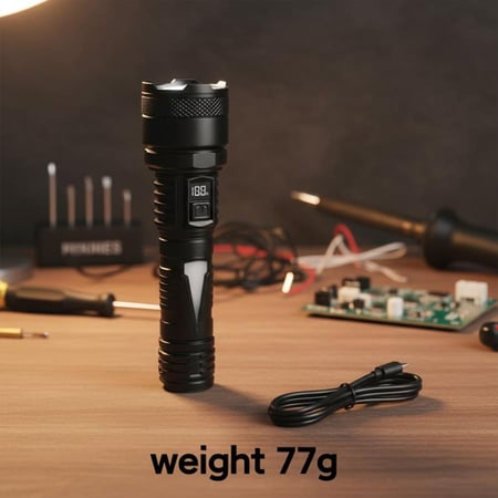 مصباح يدوي متعدد الوظائف S65 LED قابل للشحن Type-C بشاشة رقمية  7