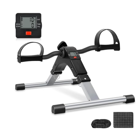 دراجة تمارين منزلية صغيرة بدواسة لتمارين الساق والذراع قابلة للطي مزود بشاشة