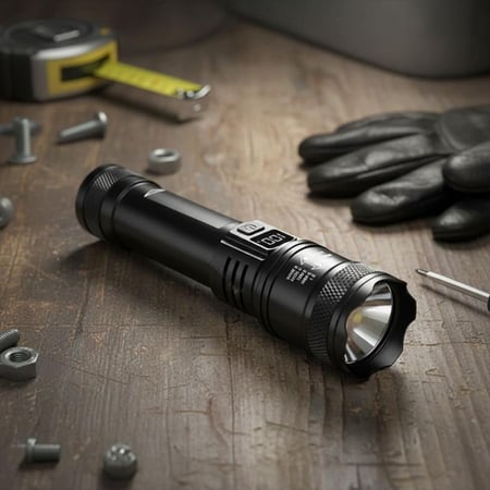 كشاف يدوي LED قوي JK-66 بسطوع 300 لومن وزوم قابل للتعديل وشحن USB  3