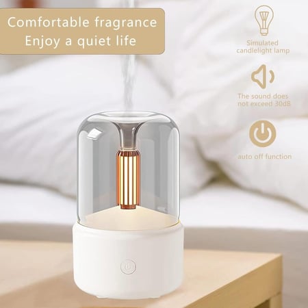 فواحة ومرطب هواء DX2550 بإضاءة LED تحاكي ضوء الشموع وسعة 120 مللي