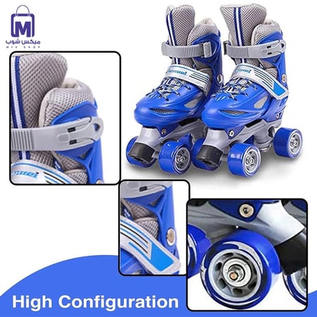 حذاء تزلج 4 عجلات للأطفال قابل للتعديل مع حماية لون أزرق 5